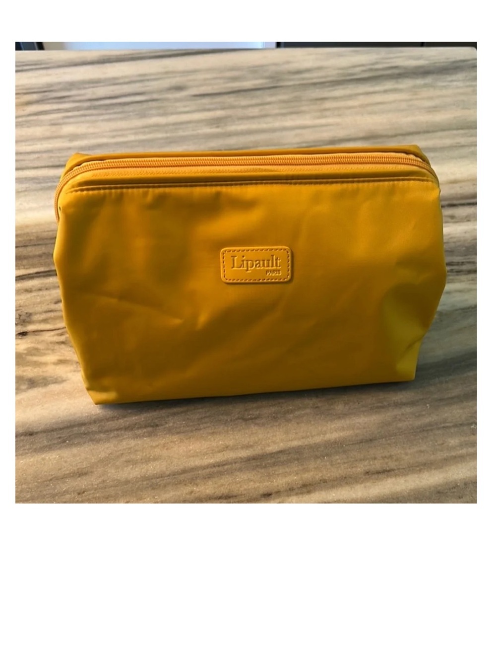 Lipault Yellow Nylon Travel Pouch
